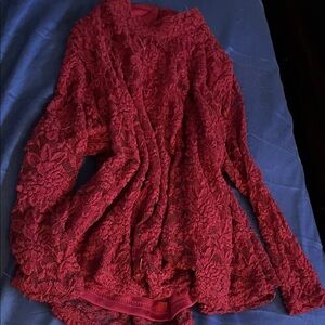 Elegant Red Lace Blouse